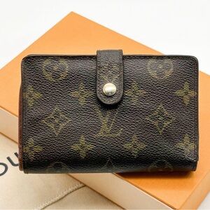 VTG LV Porte Monnaie Billets Viennois Kisslock Bifold Canvas Monogram Wallet